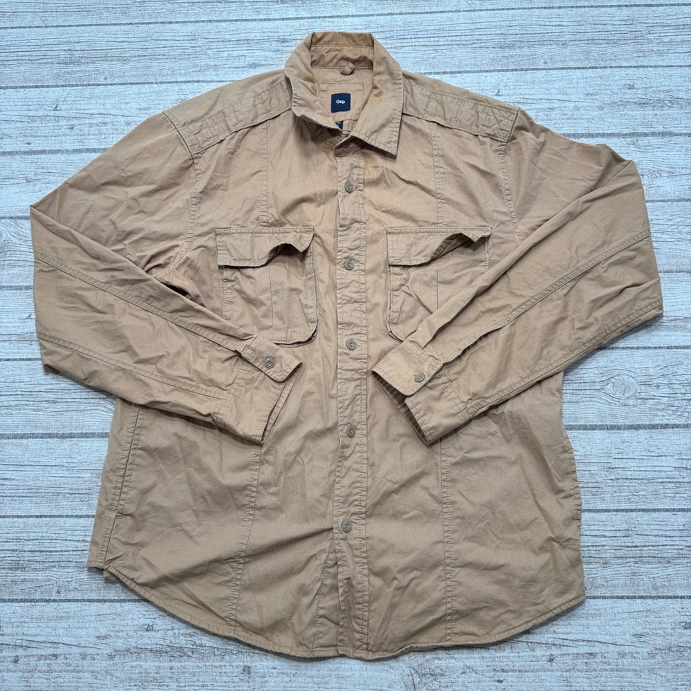 Gap Shirt Mens Large Brown Long Sleeve Cotton Button Down Cotton Classic Western